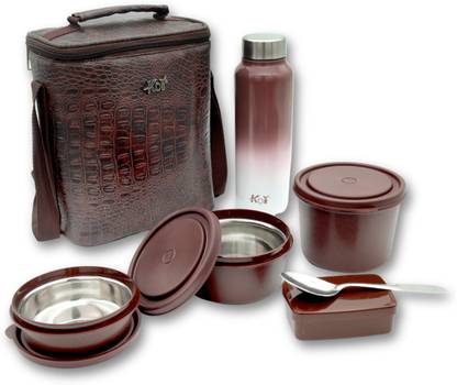 KOI Luxe Lunch Box 3 Containers Stainless Steel Office Lunch Box