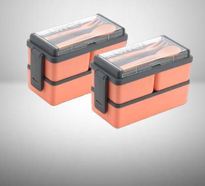 YOGXEM Decent 3 Section Lock Lunch Box For College, School, Office 3 Containers Lunch Box