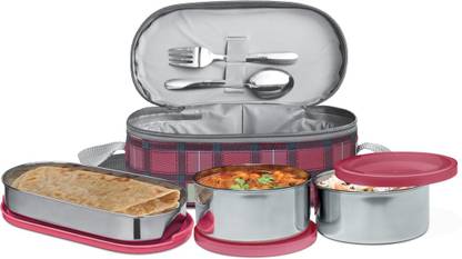 MILTON Corporate Stainless Steel (2 x 280 ml, 472 ml),Maroon 3 Containers Lunch Box
