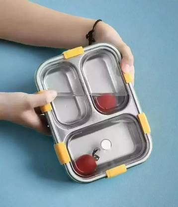 3BAAN A42( 3 Compartment Lunch Box )- 3 Containers 3 Containers Aluminium School Lunch Box