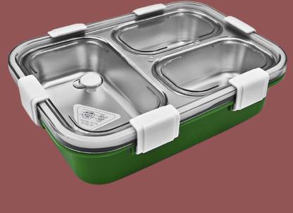 VRJK Lunch Box for Kids School Lunch Box for Office Men SteeL Tiffin Boxes_K1481 3 Containers Lunch Box