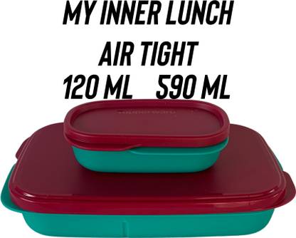 TUPPERWARE My inner lunch 710 ml air tight pack of 1 microware safe 2 Containers Lunch Box
