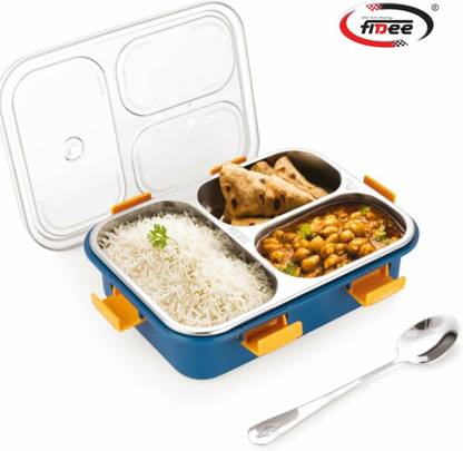 FIDEE Lunch box 3 Containers Stainless Steel Office Lunch Box