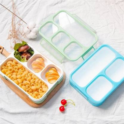 Leplion 4 Compartment Plastic Tiffin Box for Boys, Girls, School & Office 4 Containers Lunch Box