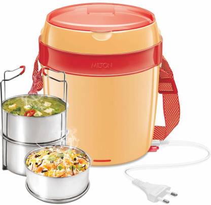 MILTON Futron Stainless Steel Tiffin Box Set, 360 ml/180 mm, Set of 3, Orange 4 Containers Lunch Box