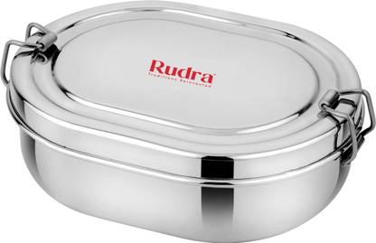 Rudra SS Stainless Steel French Lunch Box with Steel Separator and Locking Clip 1 Containers Lunch Box