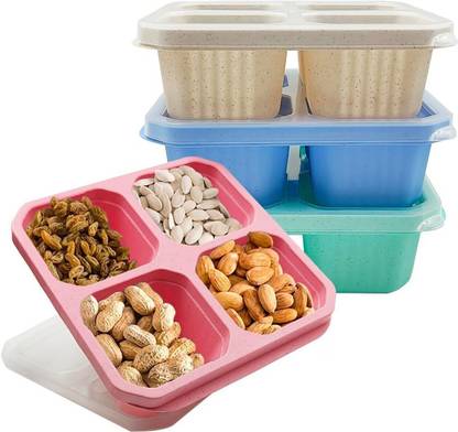 Masox Store Snack Boxes Meal Prep Containers Reusable Food Storage Containers with Lid U3 4 Containers Lunch Box