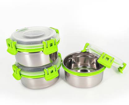 Zaib Steel container for tiffin box fronts container set 3 Containers Lunch Box