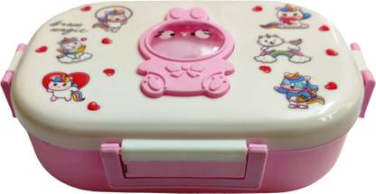 Gift Collection Design Plastic Lunch Box Container And Spoon. 4 Way Lock School Tiffin Box 1 Containers Lunch Box