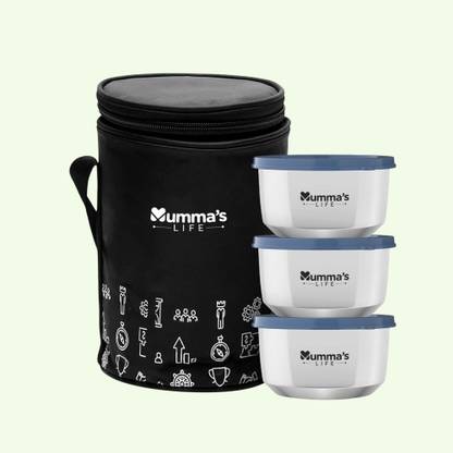 Mumma's LIFE Single wall Stainless Steel Lunch Box 3 Containers Lunch Box With Lid 3 Containers Lunch Box