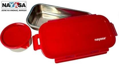 NAYASA Eco Roti Stainless Steel| Four Side Clip-lock | BPA Free | Food Grade | Red 1 Containers Lunch Box