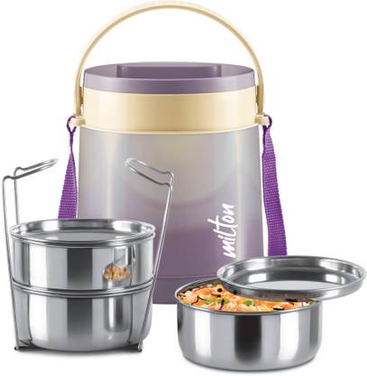 MILTON Gradient Tiffin 3 Stainless Steel Tiffin With Lifter 3 Container, 900ml, Purple 3 Containers Stainless Steel Office Lunch Box