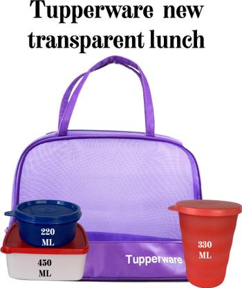 TUPPERWARE New Transparent lunch set (3) containers + (1 bag ) pack of 4 3 Containers Lunch Box