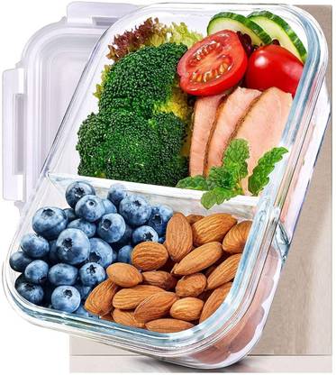 SATANI icate Glass Lunch Air Tight Lunch box for office School 2 Containers Lunch Box