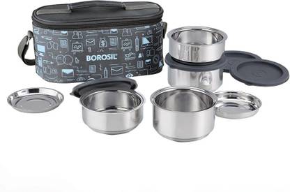BOROSIL CFDWSET4NL16 4 Containers Stainless Steel Office Lunch Box