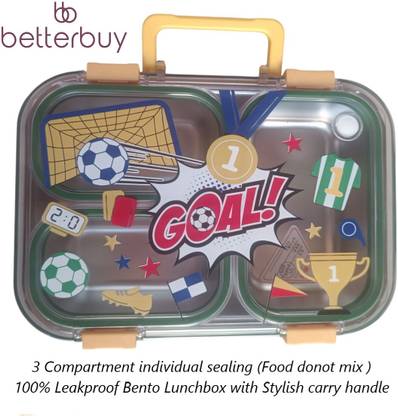 Better Buy Football design 100% leakproof green 3 Containers Lunch Box