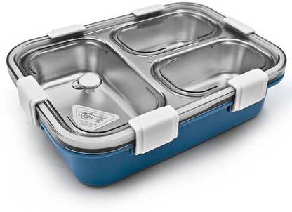 Aara 3 COMPARTMENT TRANSPARENT STAINLESS STEEL LUNCH BOX 1 Containers Lunch Box