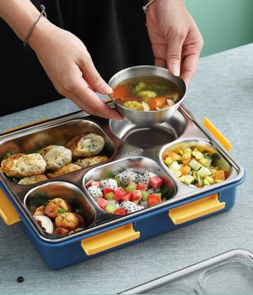 ECAPT Stainless Steel Bento Box,5 Compartments Divided Lunch Box 5 Containers Lunch Box