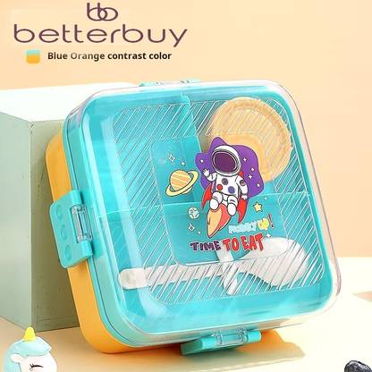 Better Buy Astronaut Space 3 compartment Double Layer leakproof Steel 3 Containers Lunch Box