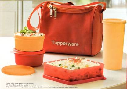 TUPPERWARE Best Plastic Lunch Box Set and Lunch Bag 4 Containers Lunch Box