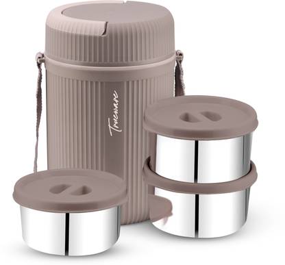 Trueware 3 Insulated Hot and Cold Lunch Box With 3 SS Container 300 ML Each 3 Containers Lunch Box