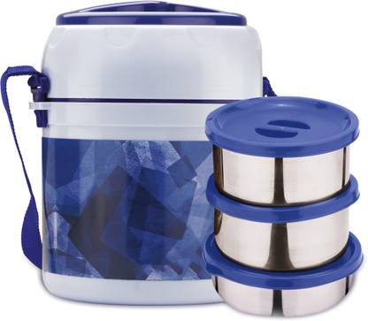Trueware Office 2 Insulated Lunch Box |300 ml x 2, 200 ml x 1| 3 Containers Lunch Box