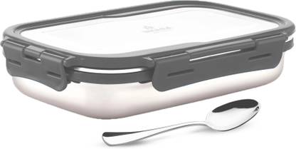 Dhara Stainless Steel Food Grade Rust Proof Blaze Tiffin Box Container With Four Side Clips Lock Grey 1 Containers Lunch Box