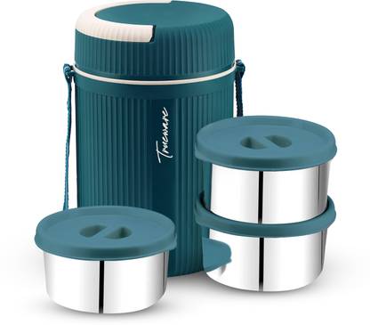 Trueware GRUB 3 Insulated Hot and Cold Lunch Box With 3 SS Container 300 ML Each 3 Containers Lunch Box