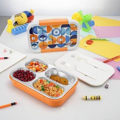 NAYASA AUTOBOT 4 Compartment Vaccum Sealed Insulated 4 Containers Lunch Box
