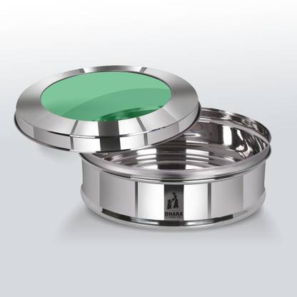 Dhara Stainless Steel Camry Large Steel Canister/Puri Dabba/Storage Container glass Lid 2800 ml 1 Containers Lunch Box