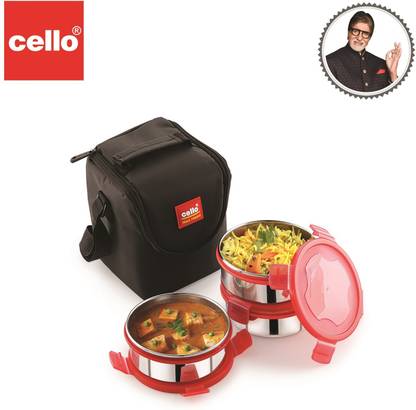 cello Steel Click-3-Plus 3 Containers Lunch Box