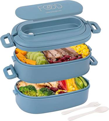 SUBADIKA Multi-Layer Lunch Box With Divider Handle Portable For Office And Students 2 Containers Lunch Box