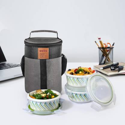 सेलो Bubble Drop Opalware with Jacket 3 कंटेनर लंच बॉक्स