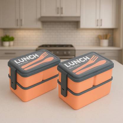 SHREYAINDUSTRY Buy 1 Get 1 Free Lunch Box Combo | Peach Color | 6 Compartments | 3000 ml 6 Containers Lunch Box