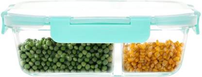 Cutting EDGE Smart Lock Borosilicate Rectangular Glass 2 Partition/Compartments 1 Containers Glass Office Lunch Box