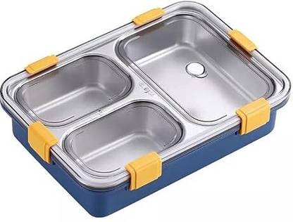 Five Clover Bento 3 Compartment Stainless Steel Lunch Box with Steel Cutlery Inside 1 Containers Lunch Box