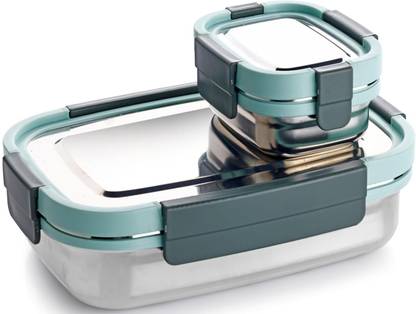 Ganesh Shine 750 Steel 2 Containers Lunch Box