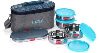 HAZEL Steel Tiffin Box with lunch bag Set of 5 (2 pc 450 ml ,2 pc 300 ml,1 Roti Dabba) 5 Containers Lunch Box