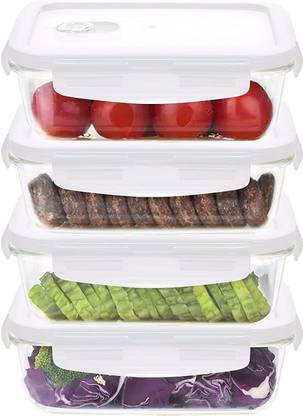 Cutting EDGE High Borosilicate Glass Lunch Box Food Container 1520 ML Box with Air Vent 4 Containers Lunch Box
