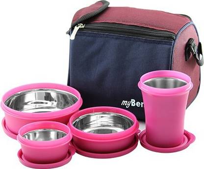 माय बेन्टो SS Besto Lunch - 1180ml Bag Set (480ml, 300ml, 260ml, 140ml) 4 कंटेनर लंच बॉक्स