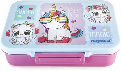 NAYASA Bento Lunchbox- Pink Pets, Pink 4 Containers Lunch Box