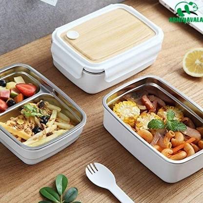 ARNIYAVALA Lunch Box for Kids – 3 Compartment 2 Layer Insulated Lunch Box Stainless Steel 1 Containers Lunch Box