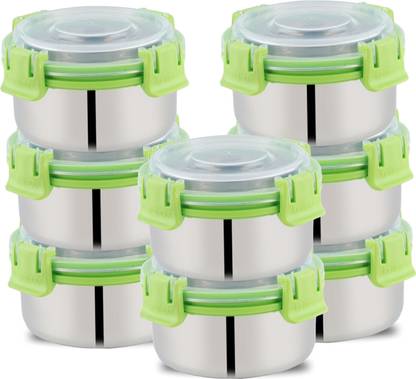 UNINOX Stainless steel lock n lock green color containers 425ml Set of 8 Containers Lunch Box