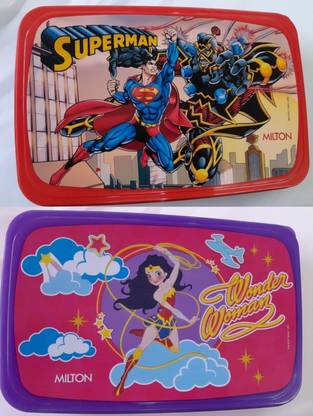 MILTON Lunch Box || Superman Lunch Box For Kids ( Pack Of 2) 2 Containers Lunch Box