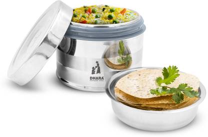 Dhara Stainless Steel All Steel Big Double Wall Insulated Strong Sturdy & Stylish Tiffin Box 1 Containers Lunch Box