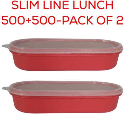 TUPPERWARE Slim Line Lunch Box Airtight Freezer Safe Each 500ml (Pack of 2) 2 Containers Lunch Box