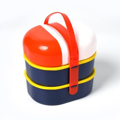 Ethnic Forest Mr. Chef Capsule Shape Smart Lunch Box with Water Bottle and Handle for School 3 Containers Lunch Box