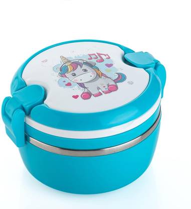 AK10ZONE Printed Lunch Box Tiffin for School Office multi color 2 Containers Lunch Box