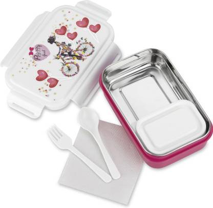 Flipkart SmartBuy Steel Plastic Air Tight Spill Proof ,Tiffin Boxes with (Pink) 2 Containers Lunch Box  (600 ml) at Rs. 314