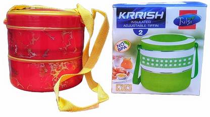 VEDANT APPLIANCES krish 2 red 2 Containers Lunch Box